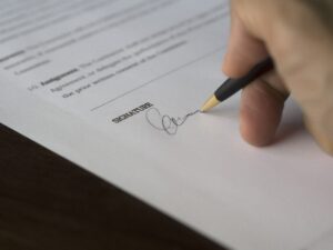 signing form